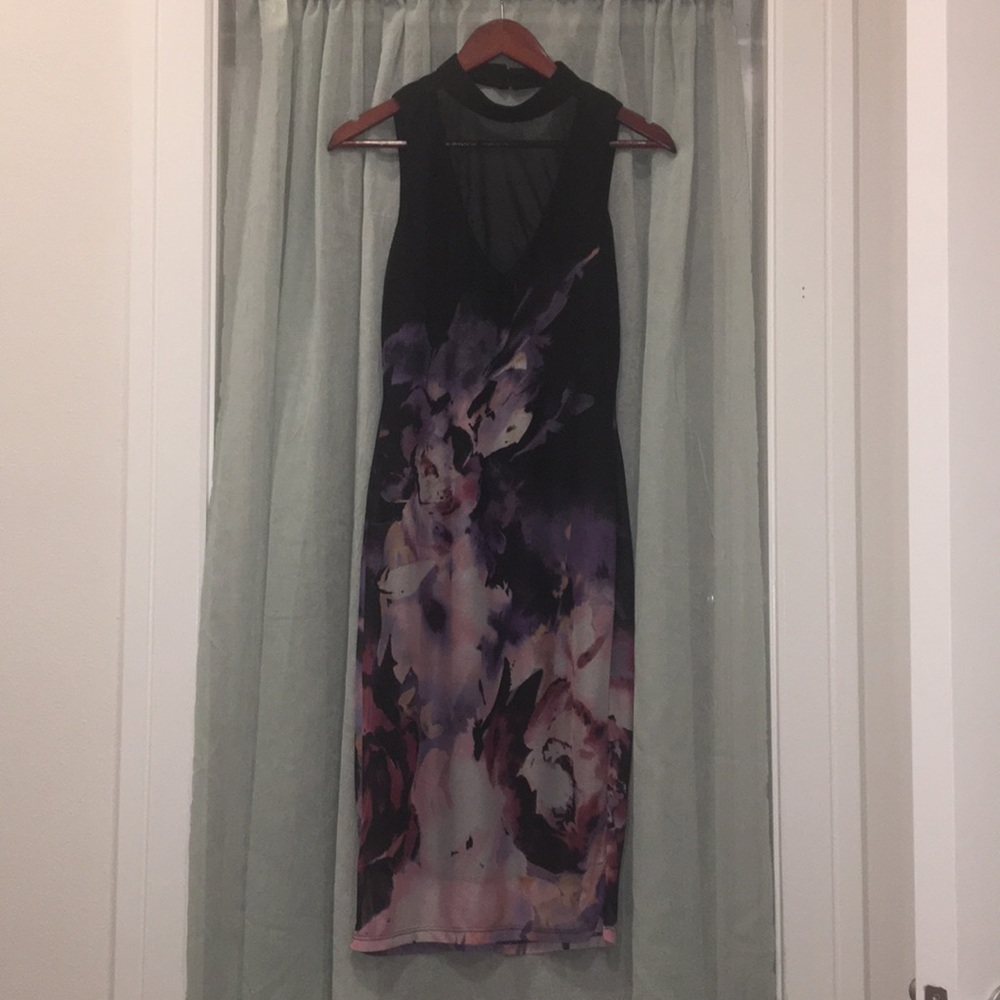 Black and purple floral dress